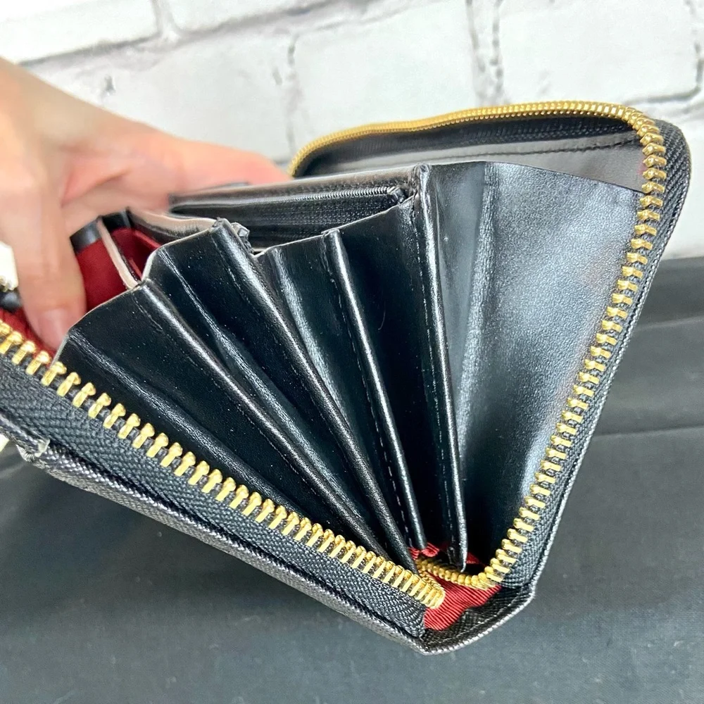 Patrick Cox fleur de lis black leather zippy zip around long wallet *new* - Picture 7 of 16